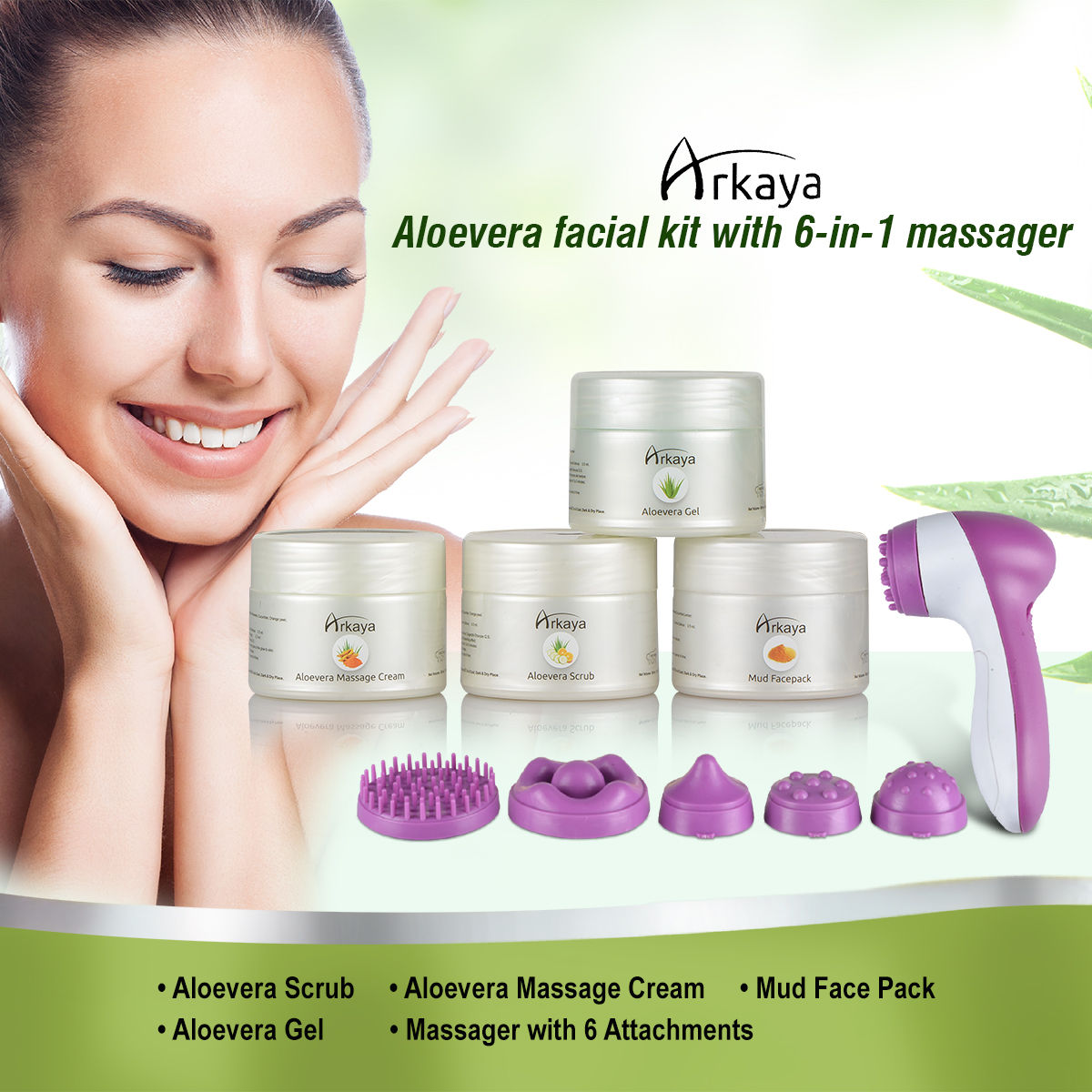 Buy Arkaya Aloe Vera Facial Kit with 6in1 Massager Online at Best