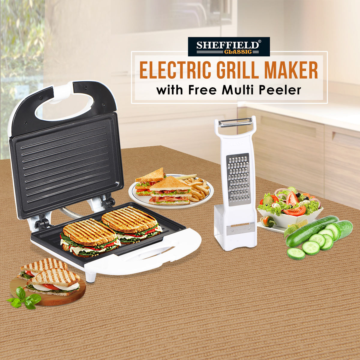 Buy Sheffield Electric Grill Maker with Free Multi Peeler Online at