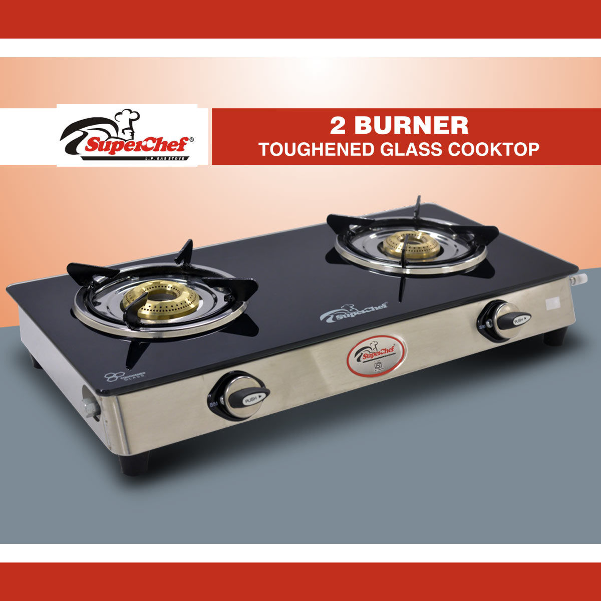 Buy SuperChef Glass Top 2 Burner Gas Stove Online at Best Price in