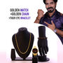 Mens Golden Watch + Golden Chain + Tiger Eye  Bracelet (MGWCB12)