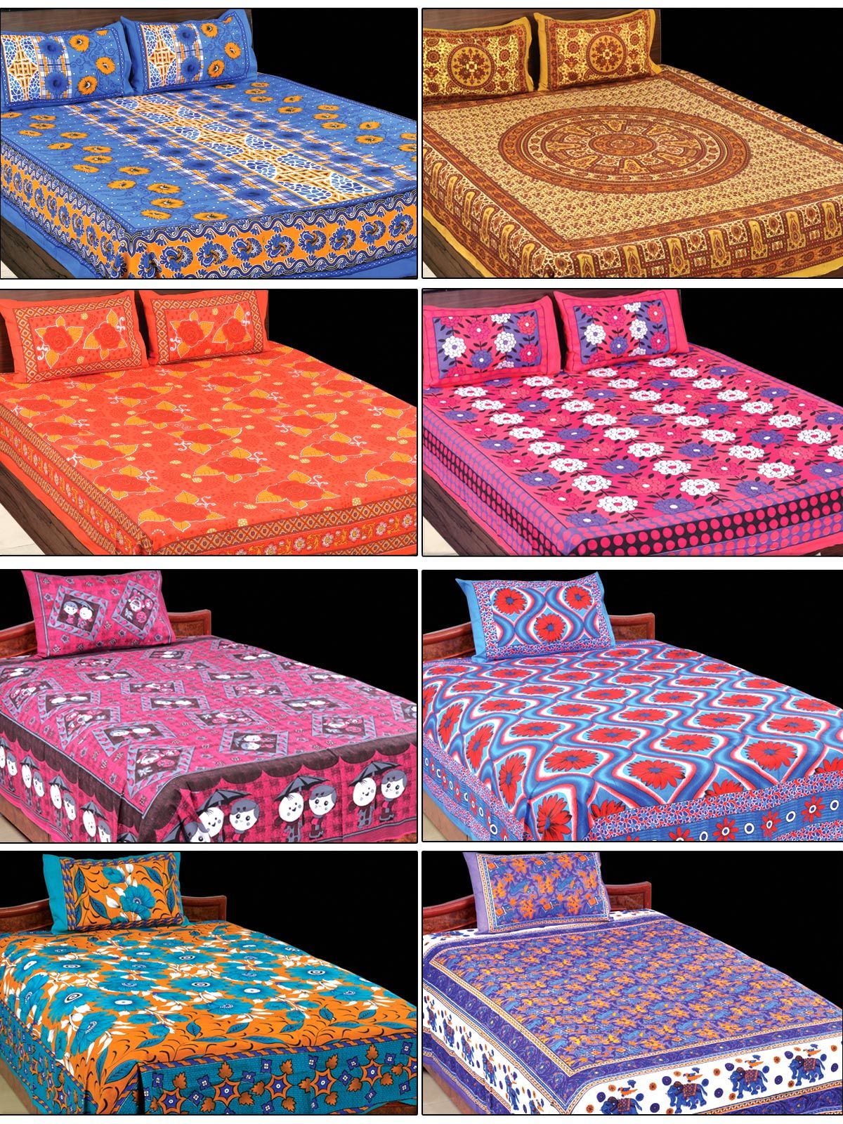Buy Utsav Collection 4 Double + 4 Single Bed Sheets with 12 Pillow Covers New Online at Best