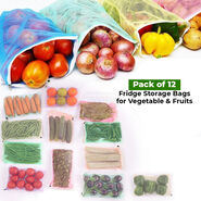 Pack of 12 Fridge Storage Bags for Vegetables & Fruits (12FSB)