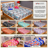 Pack of 7 Beautiful Home Double Bedsheets Set with 2 Blankets (7BS2FB)