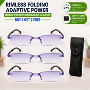 Rimless Folding Adaptive Power Mobile Protection Reading Glasses B1 G2 Free (3FORG10)