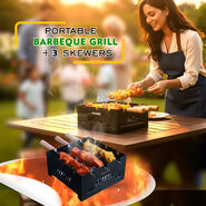 2 In 1 Portable Charcoal & Gas Barbeque Grill + 3 Skewers (1CBG1)