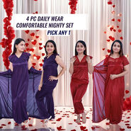 4 PC Daily Wear Conformable Nighty Set - Pick Any 1 (4NS)