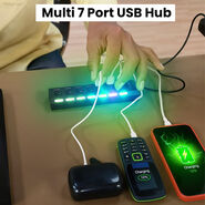Multi 7 Port USB Hub With Individual On/Off Switch And LED (CDC14)