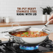 Triply Heavy Stainless Steel Kadai With Lid (1TPK1)