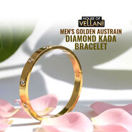 Mens Golden Austrain Diamond Kada Bracelet (GK4)