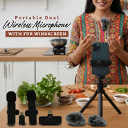 Portable Dual Wireless Microphone With Fur Windscreen (PWM3)