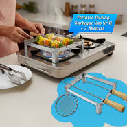 Portable Folding Barbeque Gas Grill + 2 BBQ Skewers (1BGG1)