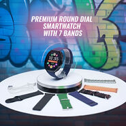 Premium Round Dial Smart Watch With 7 Bands (BCSW47)