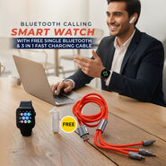 Bluetooth Calling Smart Watch T500 With Free Single Bt & 3In1 Cable (BCSW48)