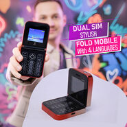 Dual Sim Stylish Fold Mobile With 4 Languages (PMH10 G)