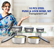 10 Pcs Steel Push & Lock Bowl Set (10PL2N)