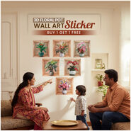 3D Floral Pot Wall Art Sticker B1 G1 Free(3DWS12)