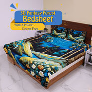 3D Fantasy Forest Bedsheet With 2 Pillow Covers Free (DBS32)