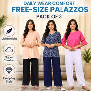 Daily Wear Comfort Free-Size Palazzos Pack of 3 (3WP2)
