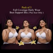 Pack of 3 Full Coverage Daily Wear Bust Support Bra - Plus Size Only (3FCB5)