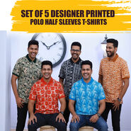 Set of 5 Designer Printed Polo Half Sleeves T-Shirts (5PT27)