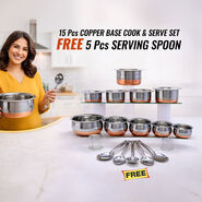 15 Pcs Copper Base Cook & Serve Set + 5 Pcs Kitchen Tools (15CC1)