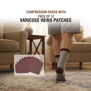 Compression Socks with Pack of 12 Varicose Veins Patches (10CS)