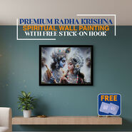 Premium Radha Krishna Spiritual Wall Painting with Free Stick-On Hook  (WWP)