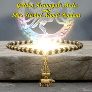 Golden Karungali Mala with Shiv Trishul Nandi Pendant (GKSTP2)