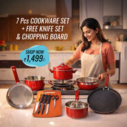 7 Pcs Cookware Set + Free Knife Set & Chopping Board (7SCS1)