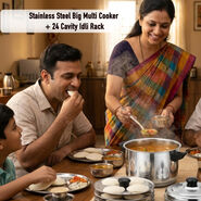 Stainless Steel Big Multi Cooker + 24 Cavity Idli Rack (1MMC3)