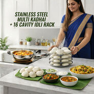 Stainless Steel Multi Kadhai + 16 Cavity Idli Rack (1MK3)