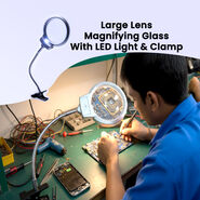 Large Lens Magnifying Glass with LED light & Clamp (MG02)