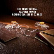 Full Frame Bifocal Adaptive Power Reading Glasses B1 G2 Free (3BORG15)