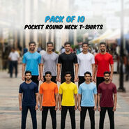 Pack of 10 Pocket Round Neck T-Shirts (10RT8)