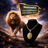 Narsimha Lion Face Pendant with Golden Chain  (MGJC4)