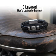 3 Layered Men's Leatherite Bracelet (MGJC2)