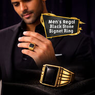 Men's Regal Black Stone Signet Ring (MGJC7)
