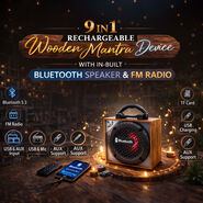 9 In 1 Rechargeable Wooden Mantra Device With Inbuilt Bluetooth Speaker & FM Radio (MD24)