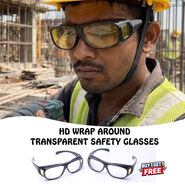 HD Wrap Around Transparent Safety Glasses B1 G1 Free (2TSG)
