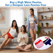 Buy 3 High Waist Panties Get 3 Designer Lace Panties Free (6PS1)