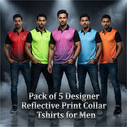 Pack of 5 Designer Reflective Print Collar T-Shirts For Men (5PT29)