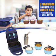 3 Vacuum Insulated Steel Lunch Box with Steel Bottle (3ISLBB2)