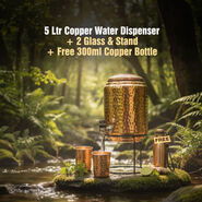 5 Ltr Copper Water Dispenser + 2 Glass & Stand With Free 300ml Copper Bottle (1CD6)