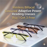 Rimless Bifocal Colored Adaptive Power Reading Glasses Buy 1 Get 3 Free (4BCORG8)
