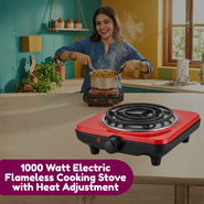 1000 Watt Electric Flameless Cooking Stove With Heat Adjustment (ECS14)