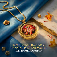 Panchmukhi Hanuman Spinning Pendant Watch With Golden Chain (SJW8)