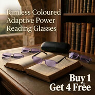 Rimless Coloured Adaptive Power Reading Glasses Buy 1 Get 4 Free (5OC2RG2)