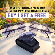 Rimless Folding Coloured Adaptive Power Reading Glasses Buy 1 Get 4 Free (5FOC2RG1)