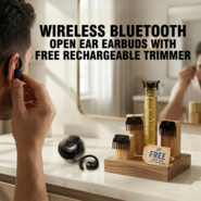Wireless Bluetooth Headphones Bass Stereo Open Ear Earbuds With Trimmer (TWS108)