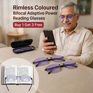 Rimless Coloured Bifocal Adaptive Power Reading Glasses Buy 1 Get 3 Free (4BOC2RG1)